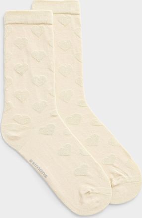 Simons Womens Embossed heart socks