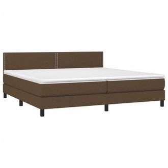 vidaXL Cama Box Spring Con Colch&oacute;n Tela Marr&oacute;n Oscuro 200x200 Cm Vidaxl