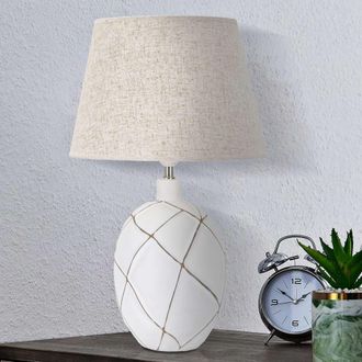 Dmora L&aacute;mpara De Mesa Baha, Necesaria 1 Bombilla, Casquillo E27, Pantalla, Blanco