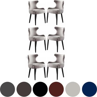 Life Interiors Life Interiors - Juego De 6 Sillas De Comedor De Terciopelo Oxford Lux: Sillas Tapizadas Para Comedor, Cocina: Gris Claro