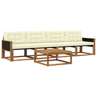 vidaXL Conjunto De Sof&aacute;s De Exterior Con Coj&iacute;n 5 Pcs Natural Y Crema Vidaxl