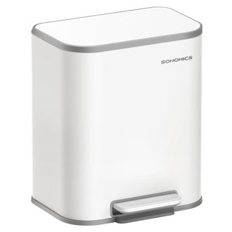 Songmics Cubo de basura de 20 l de 36,6 x 30 x 42,5 cm de color blanco nube