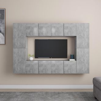 vidaXL Set De Muebles De Sal&oacute;n 8 Pzas Madera Ingenier&iacute;a Gris Hormig&oacute;n Vidaxl