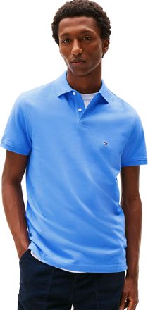 Tommy Hilfiger Mens Short Sleeve Polo Shirts in Regular Fit with Stretch and Organic Pique Cotton, Blue Spell, Medium