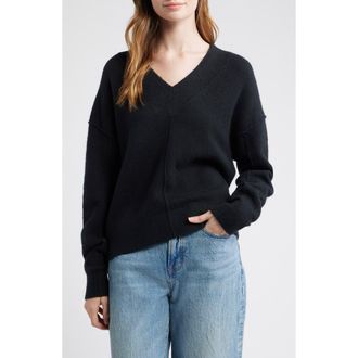Madewell Calina Deep V-Neck Sweater in True Black at Nordstrom Rack, Size Xx-Small