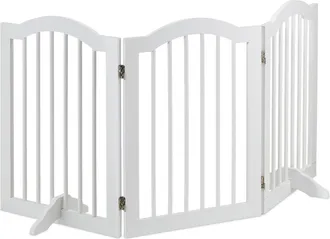 Relaxdays Relaxdays Barrera Seguridad Perros, Plegable, Con Patas, Valla Protecci&oacute;n Mascotas, Redondeada, 70x154x30cm, Blanco