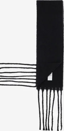 Patou Womens Wool Blend Long Fringe Scarf Black Alpaca Scarfs