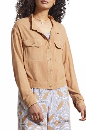 Tribal Cropped Jacket With Pockets In Carmel