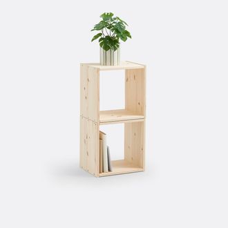 La Redoute Interieurs Opbergkubussen, set van 2 in ruw massief dennenhout, Edgar