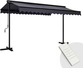 Oviala Tienda móvil eléctrica de doble pendiente de 3 x 4m de aluminio gris