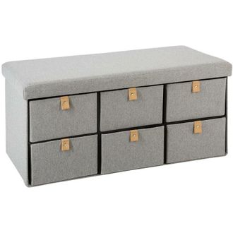 Atmosphera Puff Plegable Doble su&egrave;de Gris Con Cajones - Atmosphera Cr&eacute;ateur DInt&eacute;rieur
