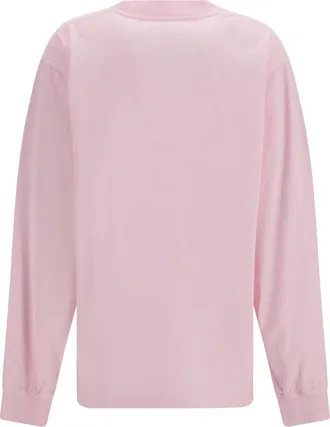 Alexander Wang Womens Long-Sleeve Logo T-Shirt Washed Light Pink Cotton T-Shirts And Polos