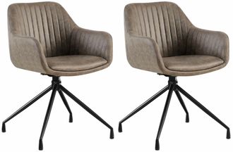 Clp Clp - Lote De 2 Sillas De Comedor Welby Gris Simil Cuero Vintage