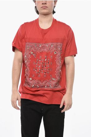 Givenchy Crewneck T-Shirt BANDANA with Crystals and Rings size M