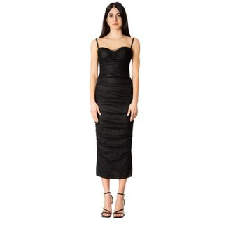 19:13 Dresscode 19:13 Dresscode - Tule Jurk met Draping - Dames - Jurken - Zwart - Maat: M Poliester