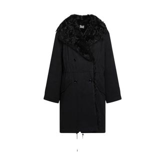 Toteme Shearling Cotton Parka - Dames - Mantels - Zwart - Maat: S Katoen