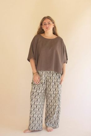 Kalalou Short-Sleeve Blouse With Button Detail On Sleeves