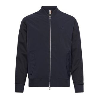 HUGO BOSS Katoenen sweatshirt met logo - Heren - Bomber jackets - Blauw - 2XL - Katoen - Jassen