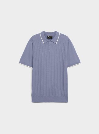 Le 31 Mens Wide-rib knit Polo Shirt