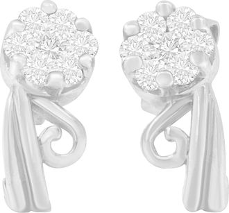 House of Brilliance 14K White Gold 1/2 cttw Round Cut Diamond Earrings