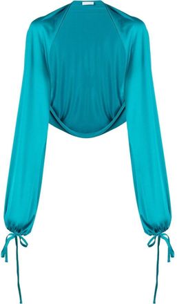 P.A.R.O.S.H. drawstring-detailed long-sleeved shrug - women - Acetate/Polyester - S - Blue