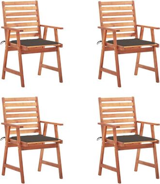 vidaXL Vidaxl - Sillas Comedor De Jard&iacute;n Y Cojines 4 Uds Madera Maciza Acacia