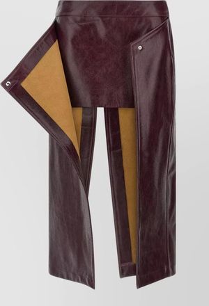 ARMARIUM leather asymmetric wrap midi skirt
