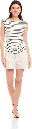 Fifteen Twenty Tasha Side Shirred Top In Navy Stripe