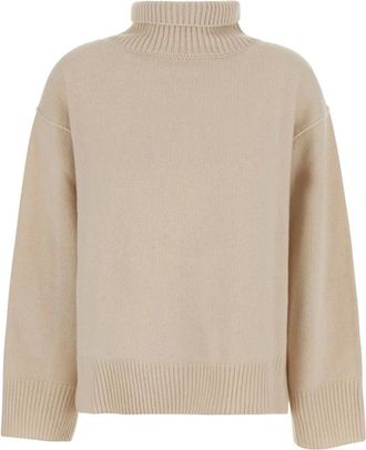 Soft Goat Jersey de Cuello Alto Boyfriend - Knitwear - Mujer - Beige - XS