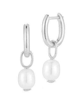 Sphera Milano Silver 7Mm Pearl Huggie Hoops