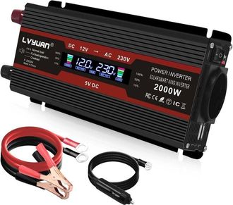 OEM Maximice Su Uso De Energ&iacute;a Con El Convertidor De Transformador De Voltaje Lcd Usb 12v 220v 2000w Onda Sinusoidal Modificada - Negro