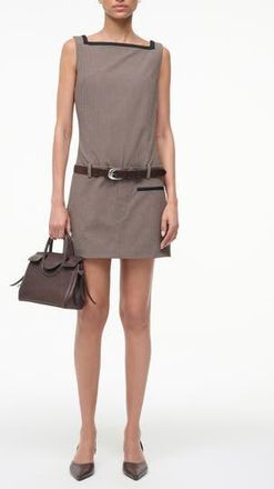 Staud Skyla Sleeveless Drop Waist Sheath Minidress in Houndstooth at Nordstrom Rack, Size X-Small