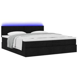 vidaXL Estructura De Cama Otomana Con Colchones Tela Negra 200x200cm Vidaxl