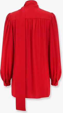 Valentino Womens Silk Shirt With Bow Red