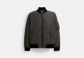Coach Mens Reversible Bomber Jacket in Recycled Polyester, Size X-Large | Cotton