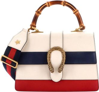 Gucci Beige Colorblock Leather Dionysus Bamboo Top Handle Bag Medium (Authentic Pre-Loved)