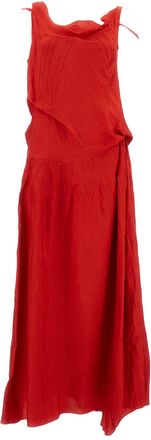 Plan C Asymmetrical Maxi Dress In Vibrant Fire Red