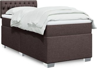 vidaXL Vidaxl - Cama Box Spring Con Colch&oacute;n Tela Marr&oacute;n Oscuro 100x200 Cm