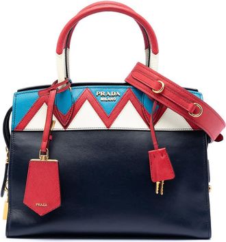 Prada Pre-owned Prada Medium Saffiano Trimmed City Calf Greca Esplanade Satchel Ladies DFQ05F305EFKXYOM