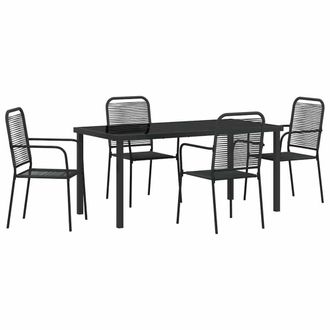 Berkfield Home 5 Piece Garden Dining Set Black Cotton Rope & Steel