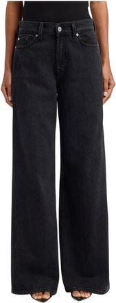 7 For All Mankind Lotta Tailorless Wide Leg Jeans - Dames - Loose Fit Jeans - Zwart - W30 - Leer - Jeans