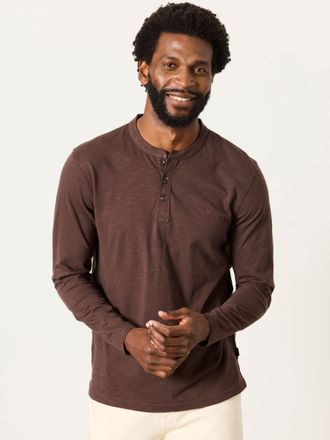Fat Face FatFace Henley Chocolate Brown Long Sleeve Woodside T-Shirt