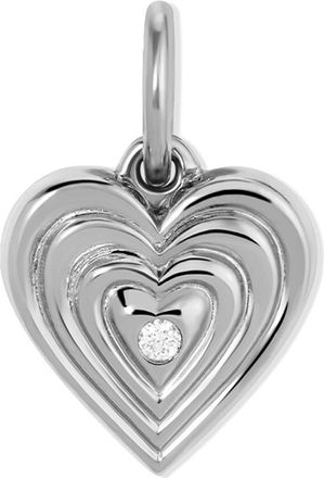 Adina Reyter Groovy Diamond Heart Locket Mini Charm in Silver at Nordstrom