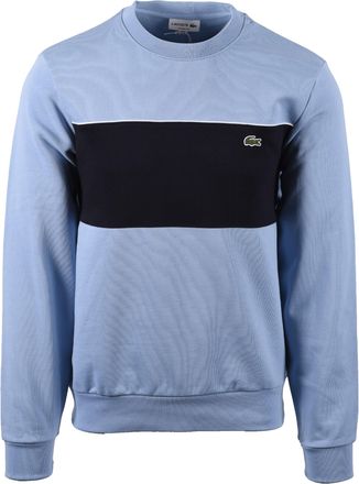 Lacoste Mens COLOUR BLOCK CREWNECK SWEATSHIRT BLUE NAVY Cotton - Size Medium