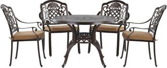 Beliani Conjunto De Jard&iacute;n De Aluminio Marr&oacute;n Mesa Y 4 Sillas Con Cojines Estilo Retro Salento