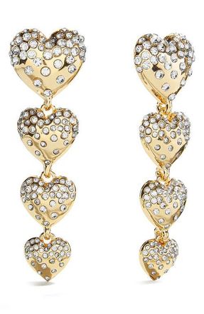 BaubleBar Isabelle Pav&eacute; Heart Linear Drop Earrings in Gold/Clear at Nordstrom