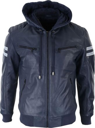 TruClothing Hood Leather Bomber Jacket Red