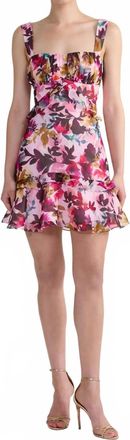 Saloni Chandra Short Dress In Watercolour Flourish