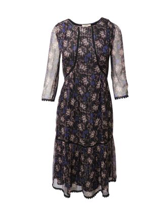 BA&SH Ba & Sh Ora Printed Midi Dress in Multicolor Silk