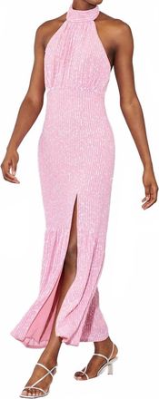 Saylor Audie Halter Midi Dress In Pink